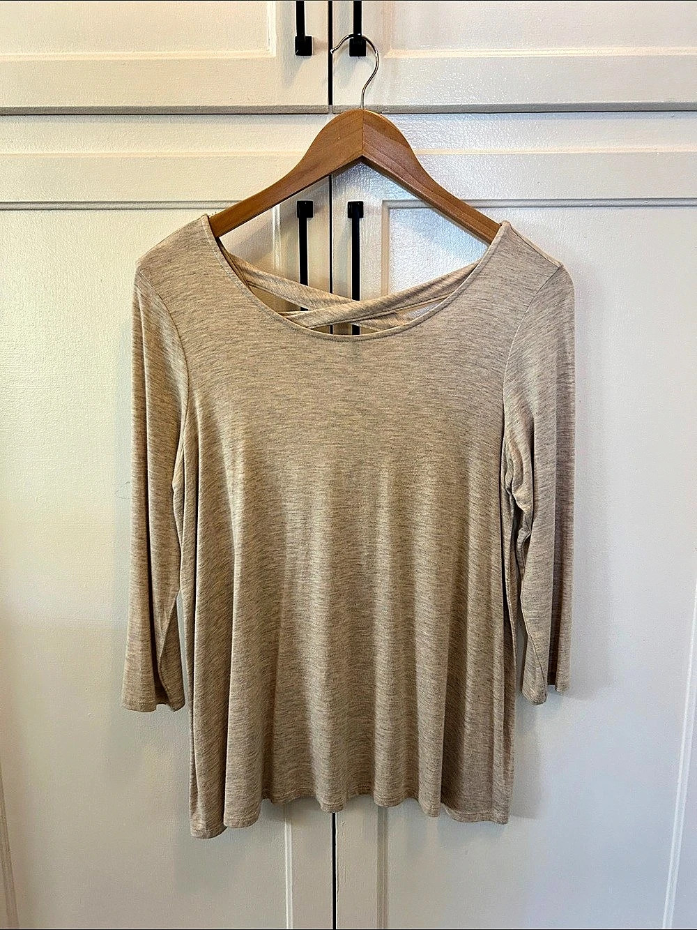 Crescent Kalasia Criss Cross Back Knit Top Brown Small